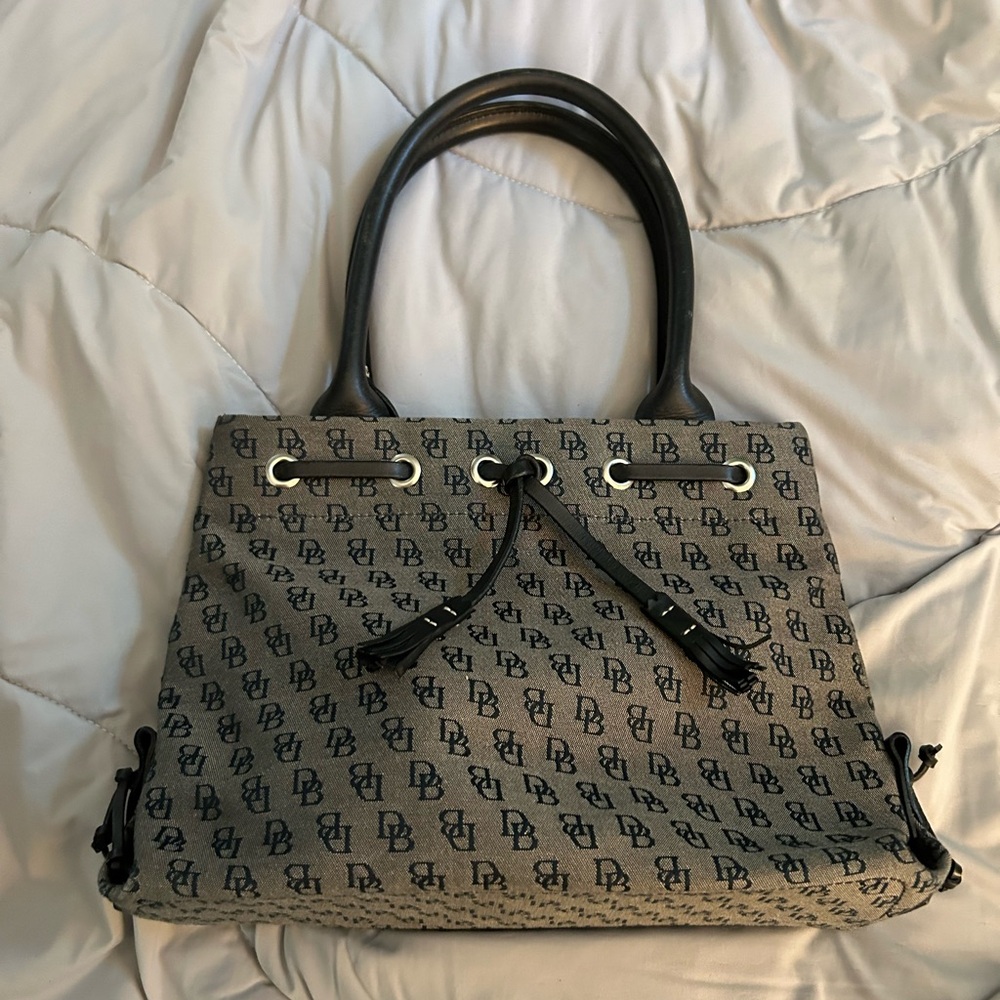 Vintage Dooney & Bourke Monogram Shoulder Bag Purse Leather Handles